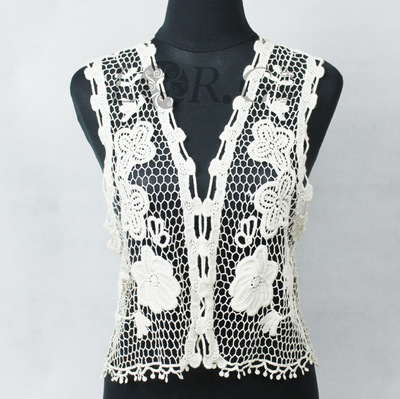 榮基工廠 專業(yè)加工水溶女式全棉刺繡馬甲背心，多款可訂染批發(fā)